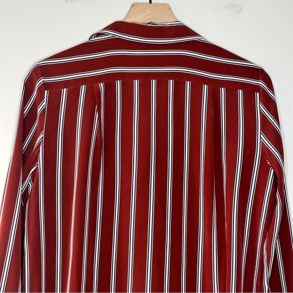 The Standard Stripe Silk Button-Up Shirt in Burnt Henna Multi Size XS - Picture 9 of 12